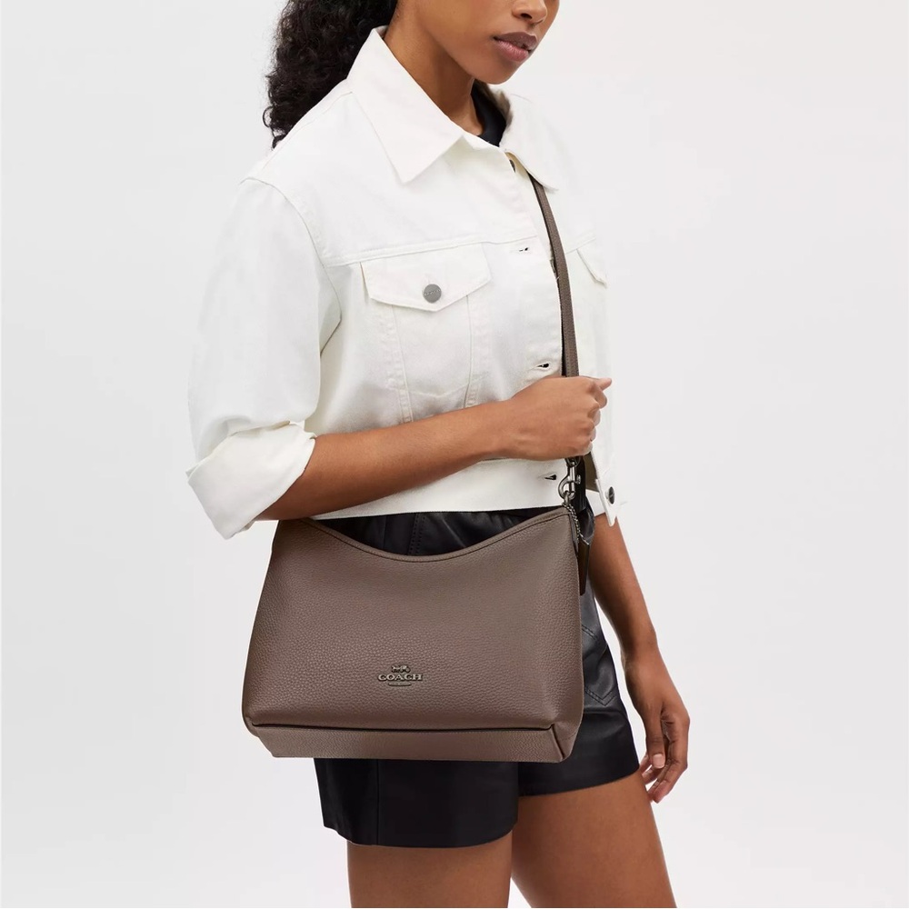 NWT Coach Laurel Shoulder Bag Soft Pebble Leather Dark Stone Taupe Brown CR148 - Picture 13 of 13